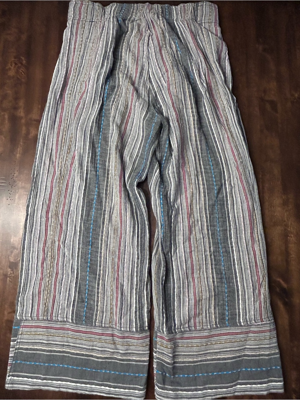 Natural Life Take a Chance On Me Cotton Pants Heather Grey Stripes Size Large - Picture 8 of 10